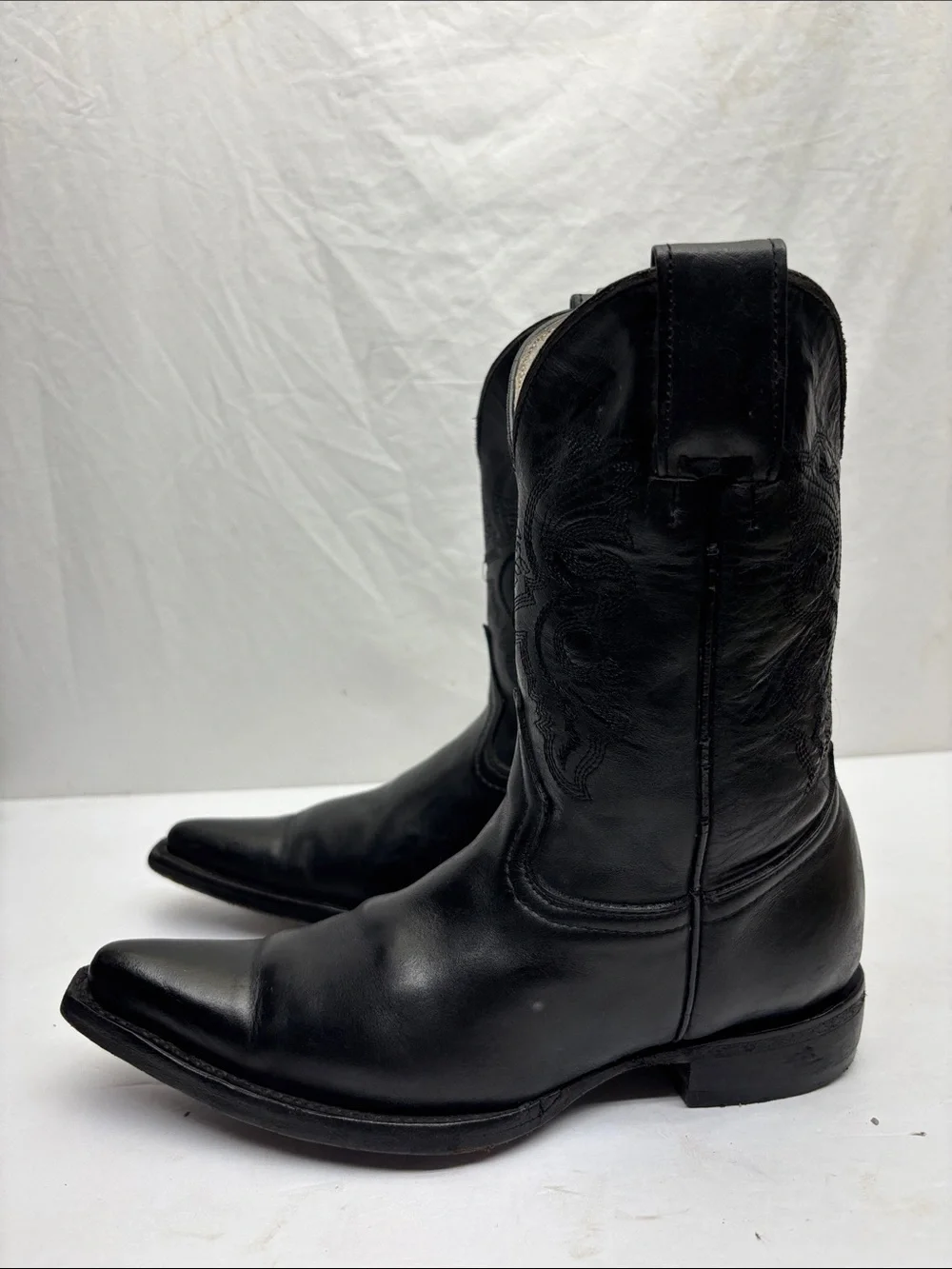 Houston Black Leather Western Cowboy Boots, SZ 21.5 Méx, 1.5 US for little boy